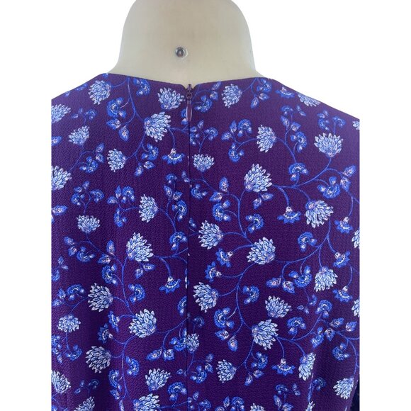 Eliza J Purple Floral Ruffle Hem Long Sleeve Dress With Back Zip Closure Size 6 - Picture 5 of 9